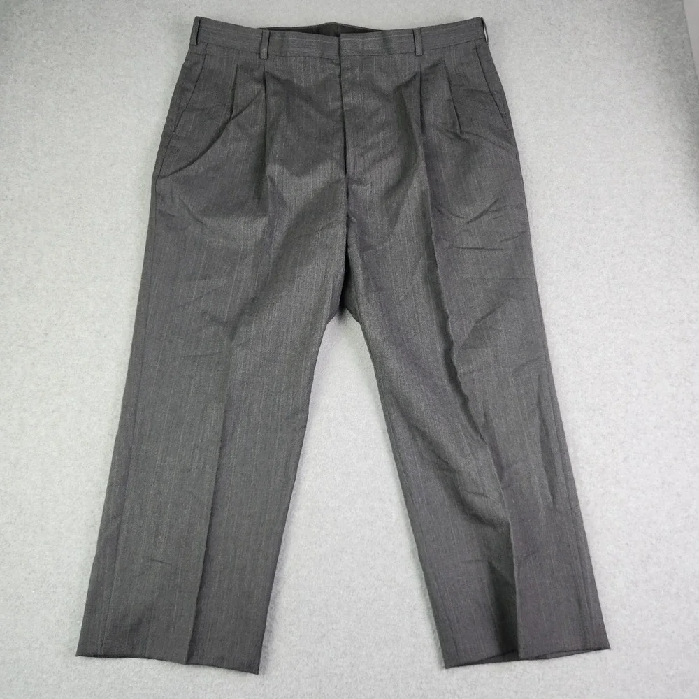 John Alexander Suit‎ Mens 46R x 41W Gray Worsted Wool Pinstripe 2pc Blazer Pants